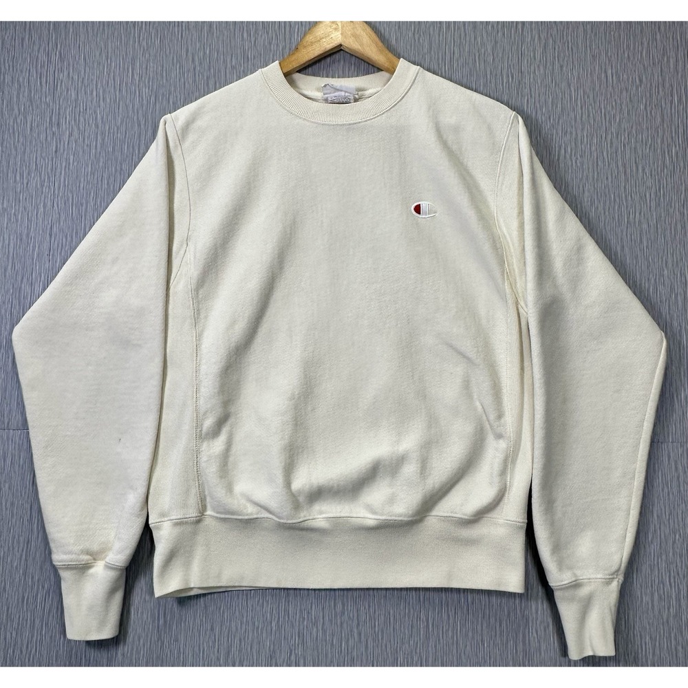 Champion Reverse Weave Crewneck Pullover Ivory Vintage 90's SZ: Small